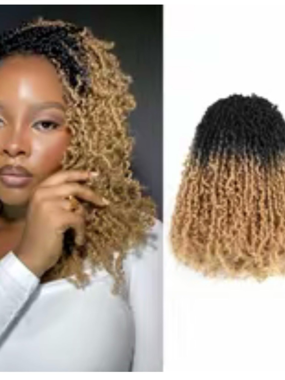 Curly Ombre crochet hair twist - Black to Honey Blonde 12 inch OT27